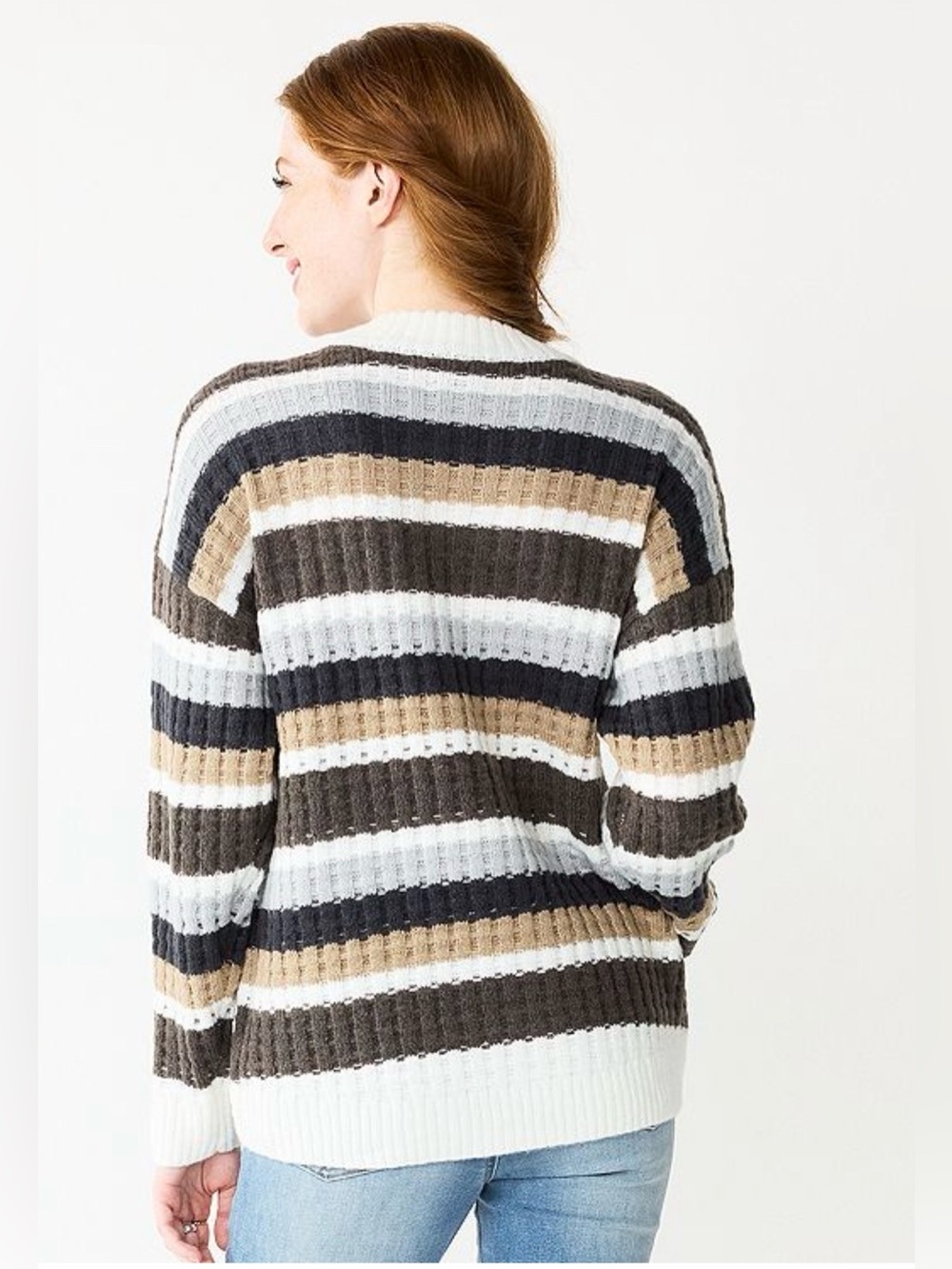 SO Striped slouchy Rib-Knit Crewneck Sweater. Size XS.